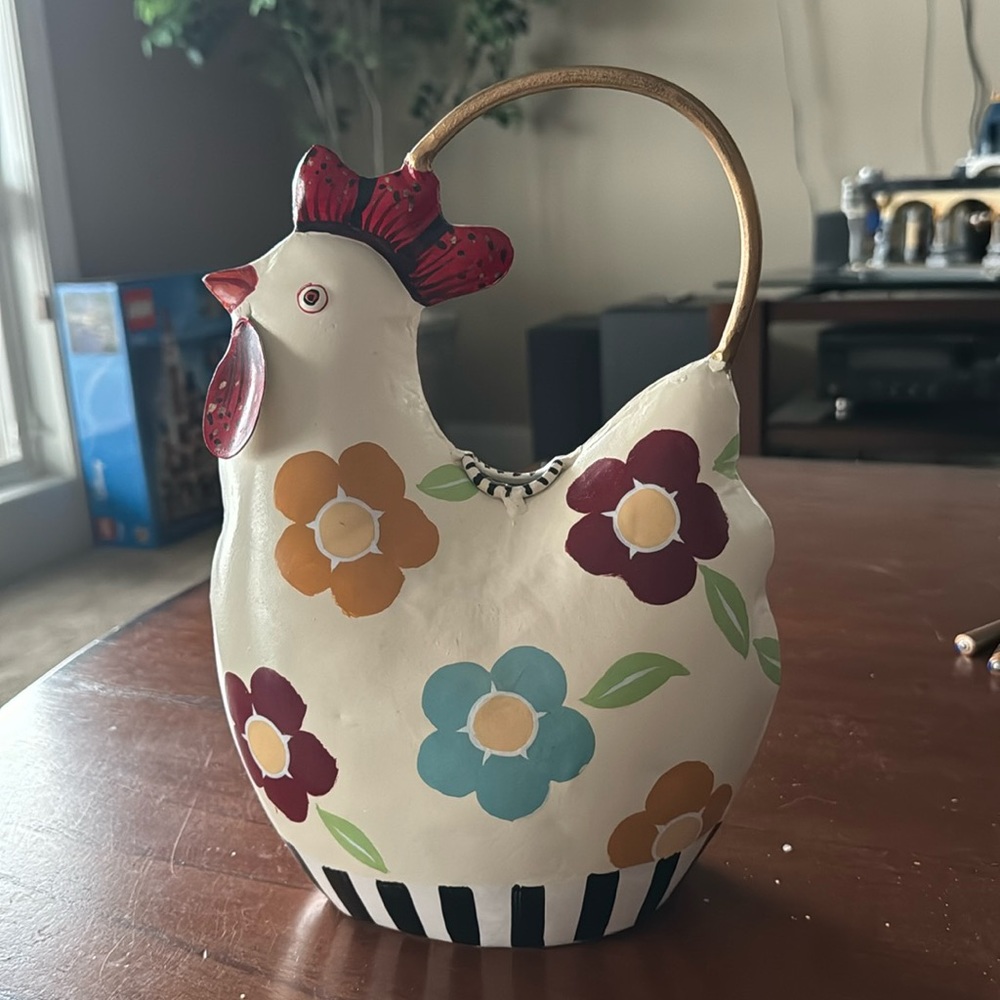 Mackenzie Childs metal chicken watering can